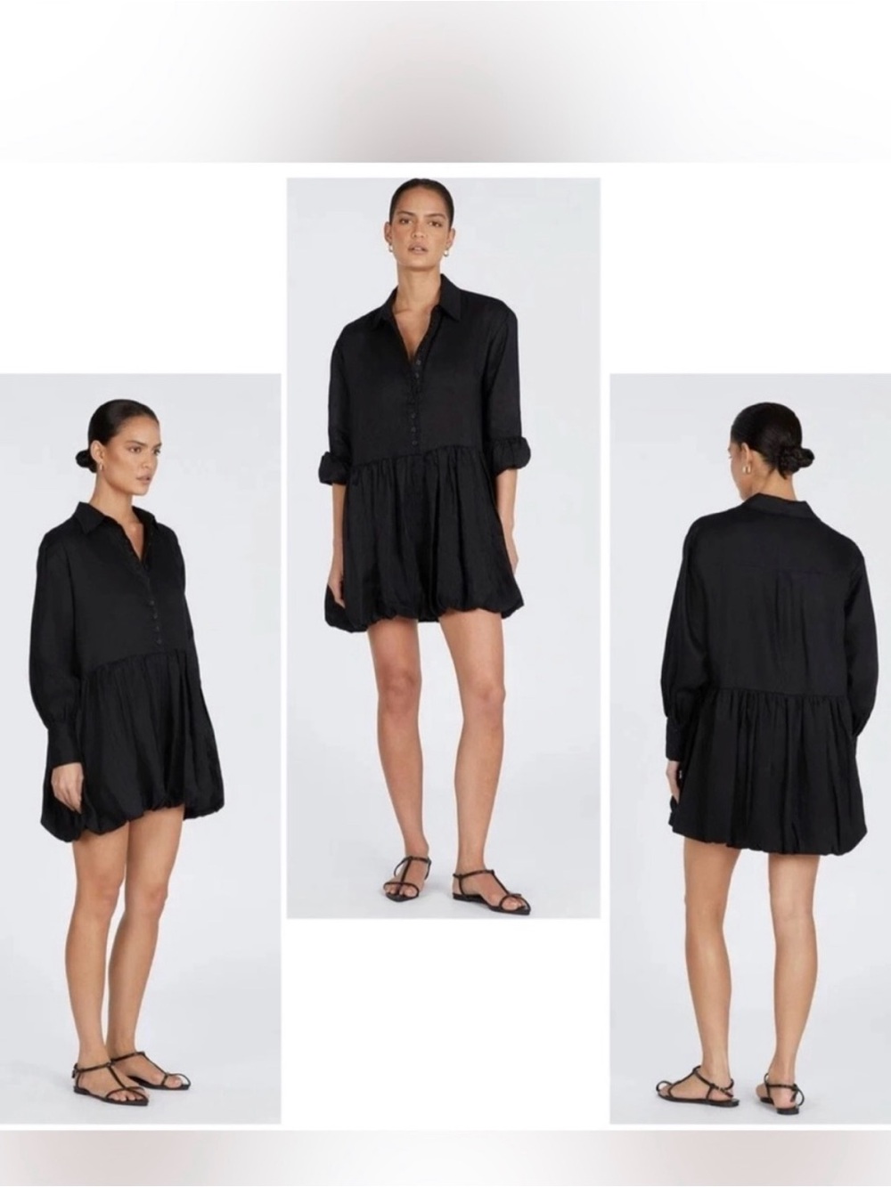 DISSH VIOLET BLACK LINEN MINI DRESS